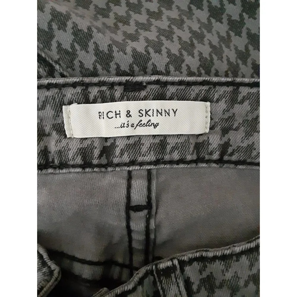Rich & Skinny Womens Gray Houndstooth Print Low Rise Denim Skinny Jeans 27 - Picture 5 of 6